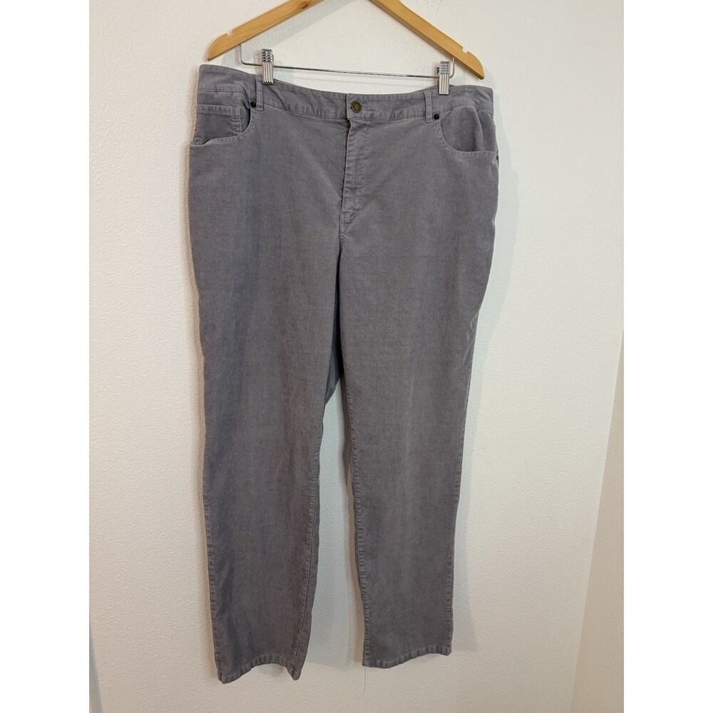 Coldwater Creek Corduroy Pants Jeans Stretch Straight Leg Size 18 Gray